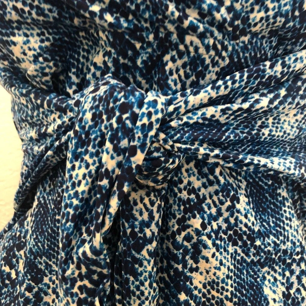 NEW Jones New York One Piece Swimsuit Medium Blue Snakeskin Tie Padded Cups